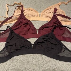 Lively Women's Mesh Nursing Bra Set - Black, Burgundy, and Tan